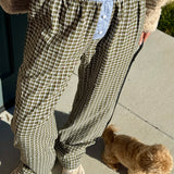 Preppy Gingham Boxer Pants - Olive
