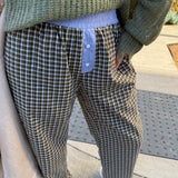 Preppy Gingham Boxer Pants - Olive