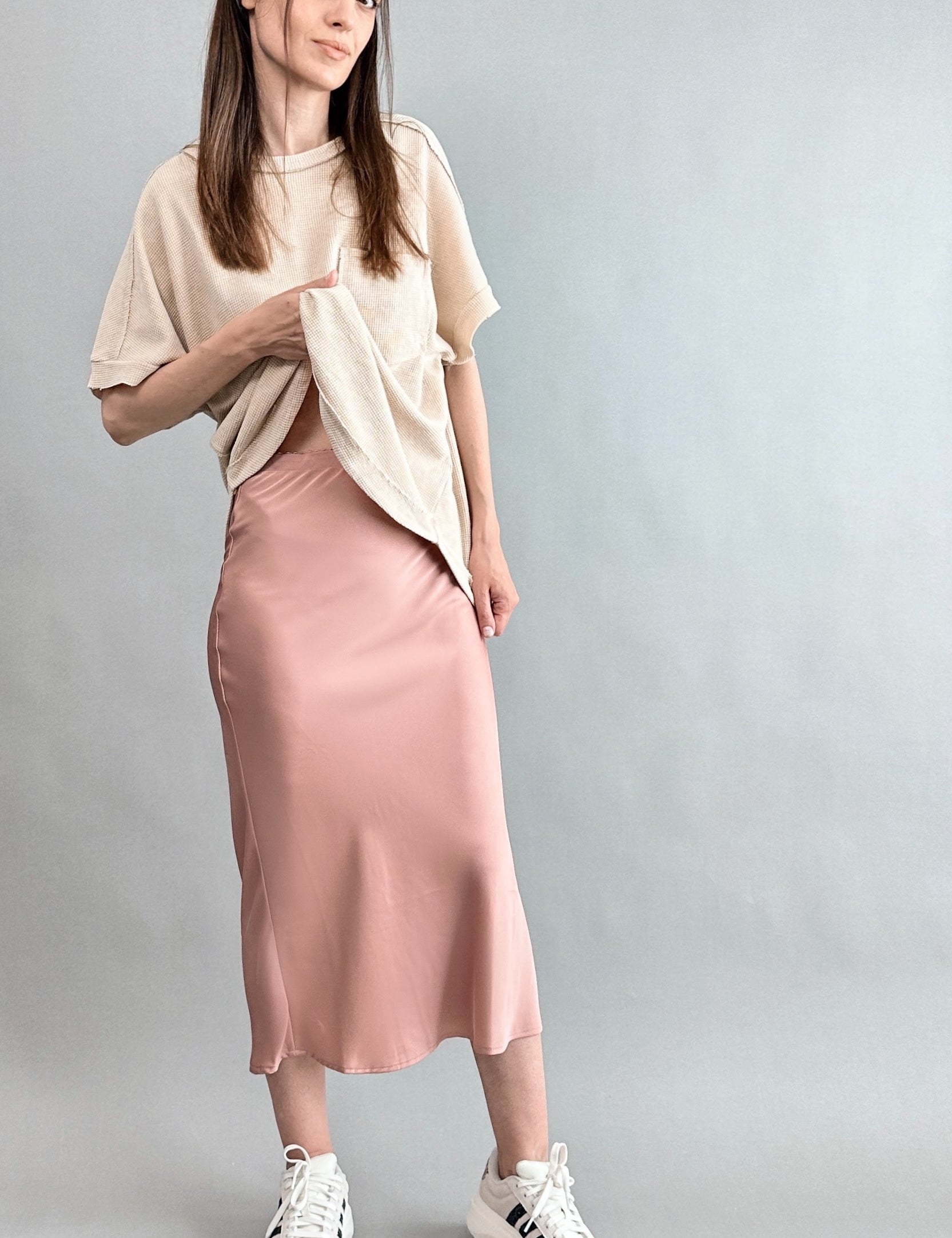 Main Street Satin Midi Skirt - alldeserved.com