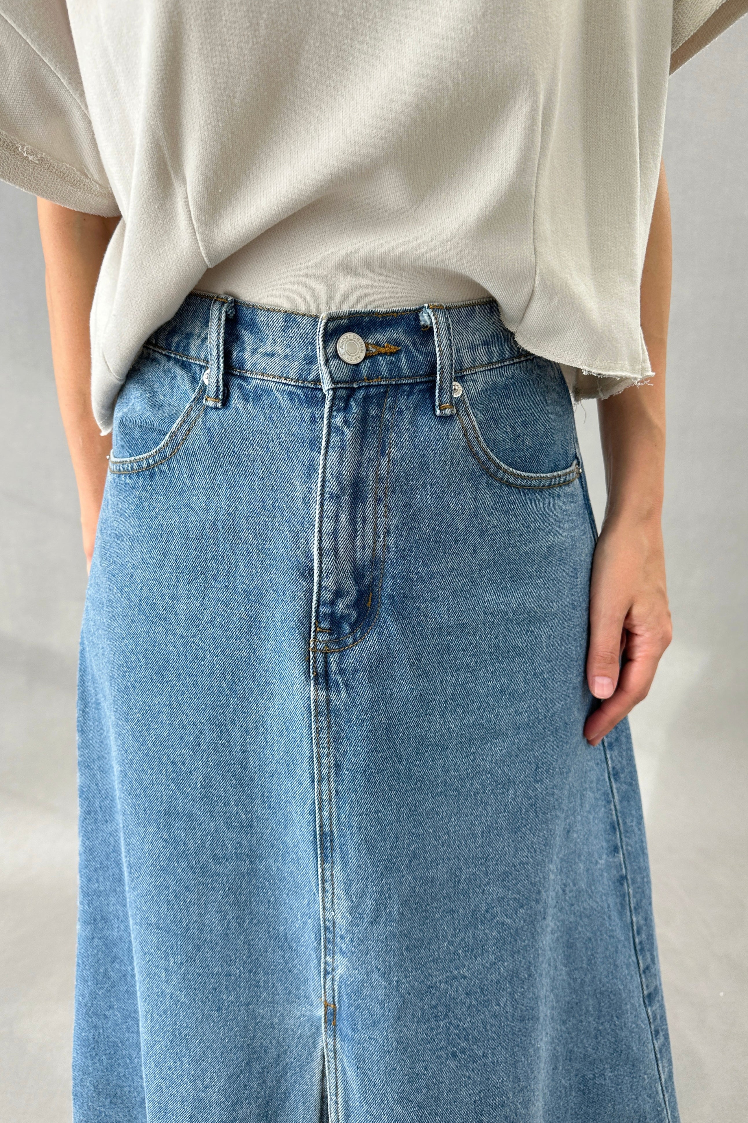 Willow Long A-line Denim Skirt - alldeserved.com