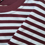 Remi Striped Cotton Sweatshirt with Scarf – Wine/Blue