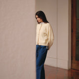 Hayes Crew Neck Button-Down Cardigan - Light Yellow