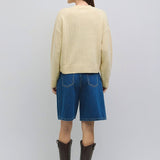Hayes Crew Neck Button-Down Cardigan - Light Yellow