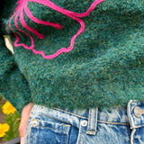 Floral Street Cropped Sweater - Emerald Green