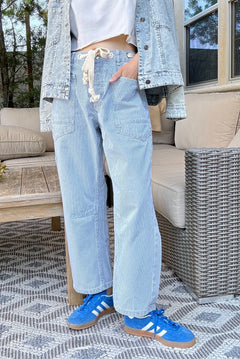Moxie Barrel Eyelet Jeans - Denim Stripe