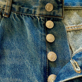 Double Waisted Denim Bermuda Shorts – Button Closure