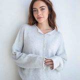 Hailey Button Down Cardigan - Light Grey