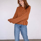 Hailey Button Down Cardigan - Rust