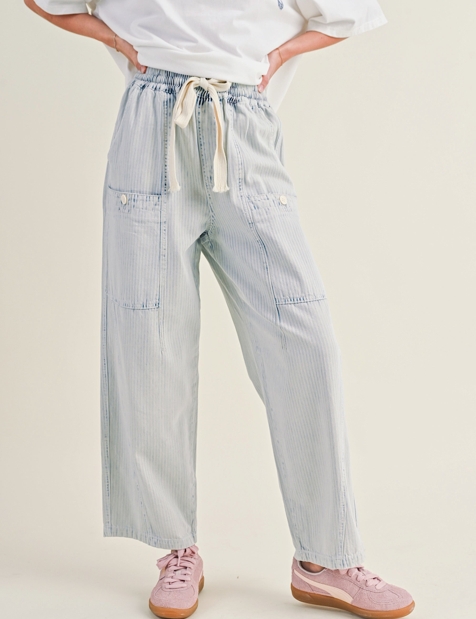 Arden Striped Barrel Jeans - alldeserved.com