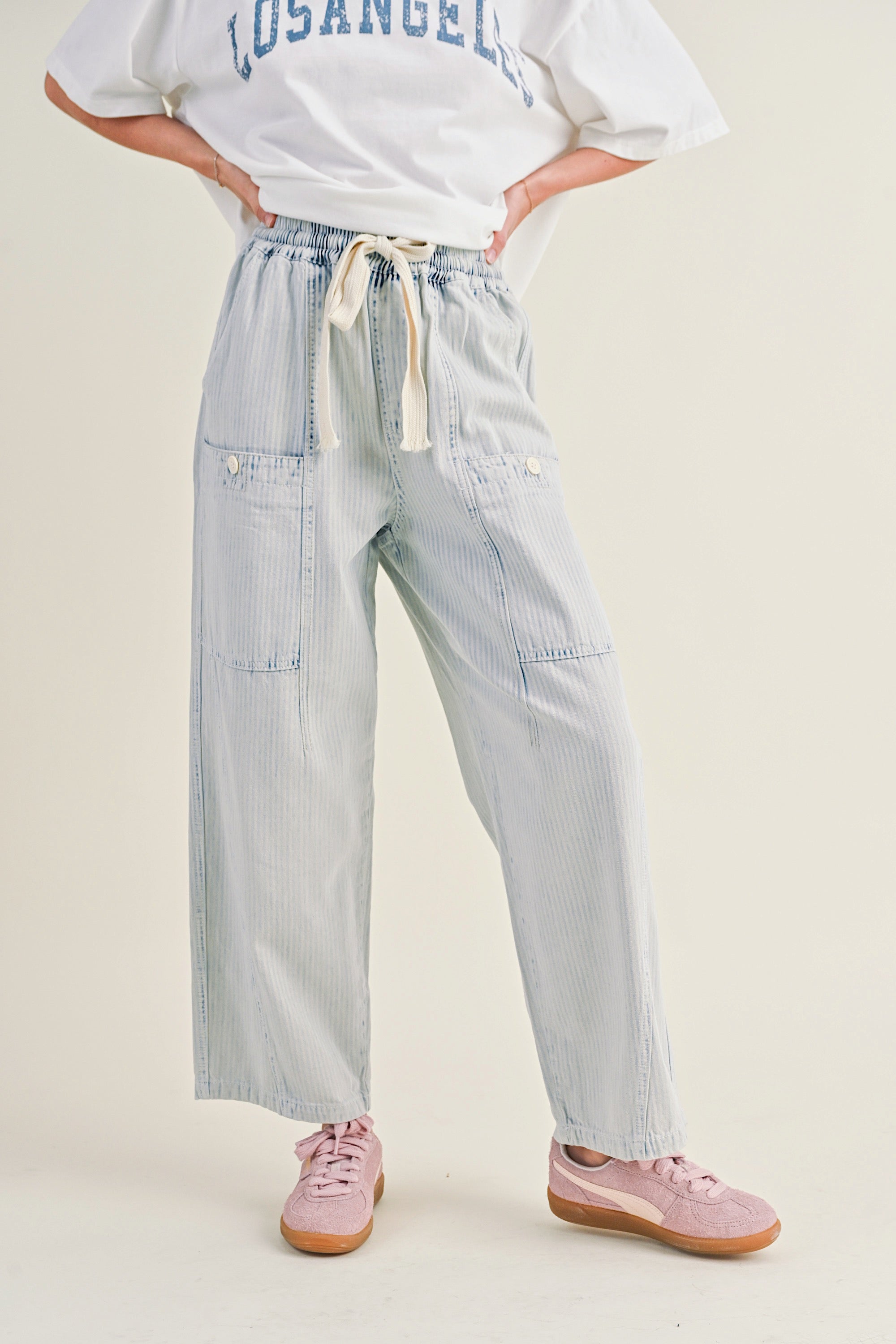 Arden Striped Barrel Jeans - alldeserved.com