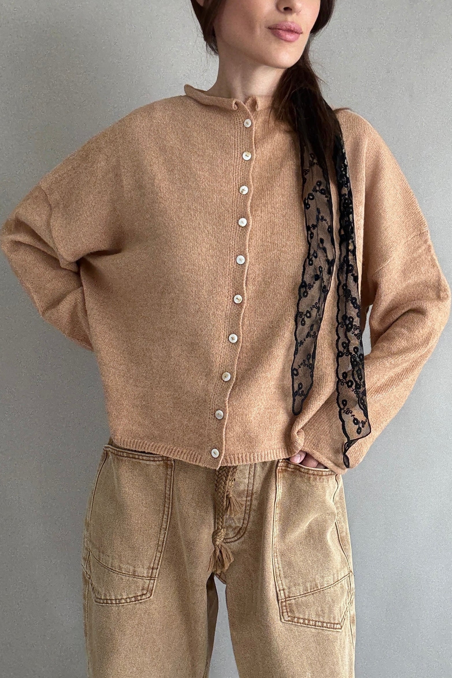 Hailey Button Down Cardigan - Camel