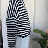 Hailey Button Down Cardigan - Navy striped