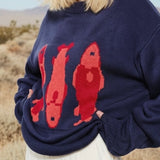 Marina Fish Knit Sweater - Navy