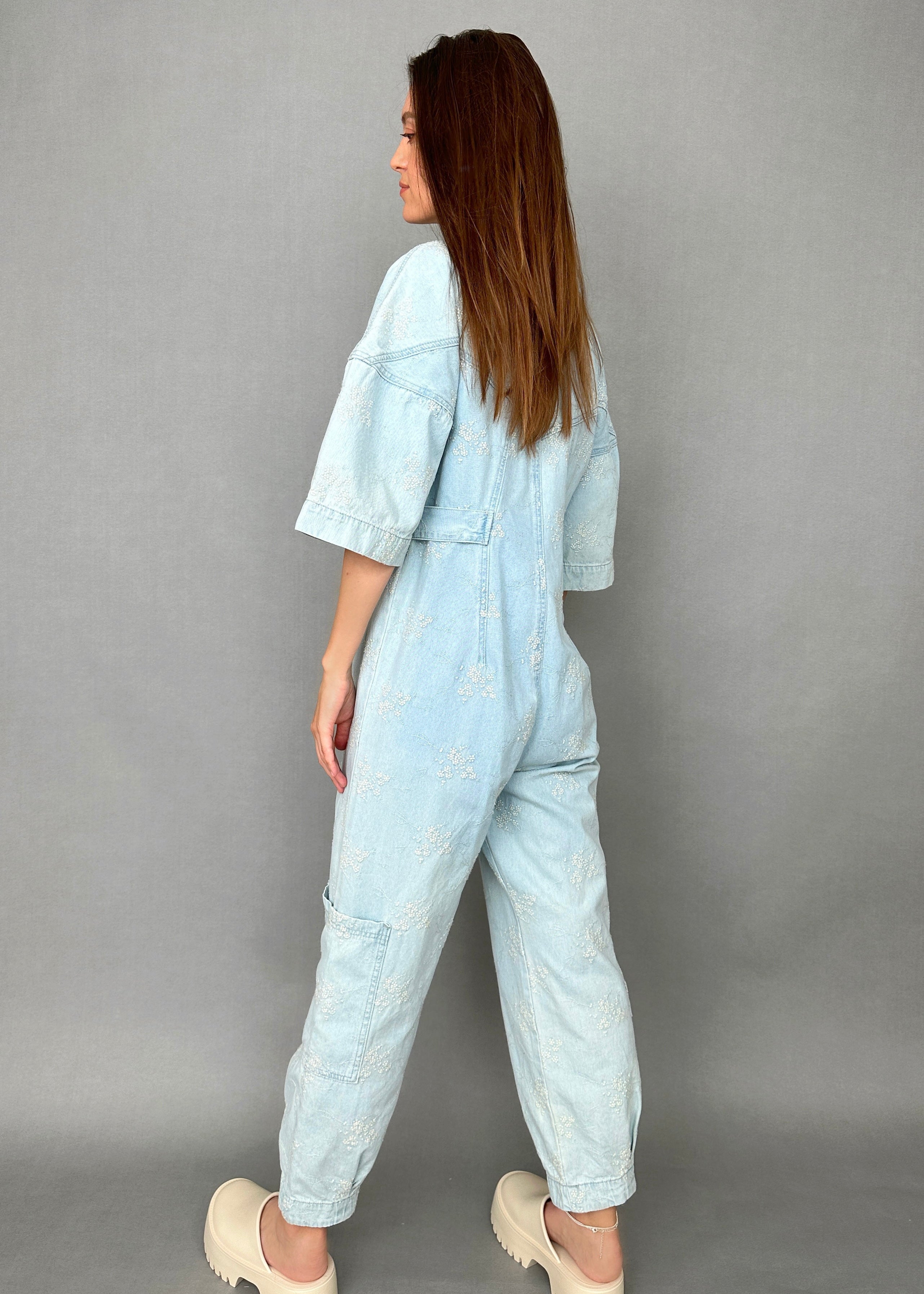 Embroidered Sakura Denim Jumpsuit - alldeserved.com