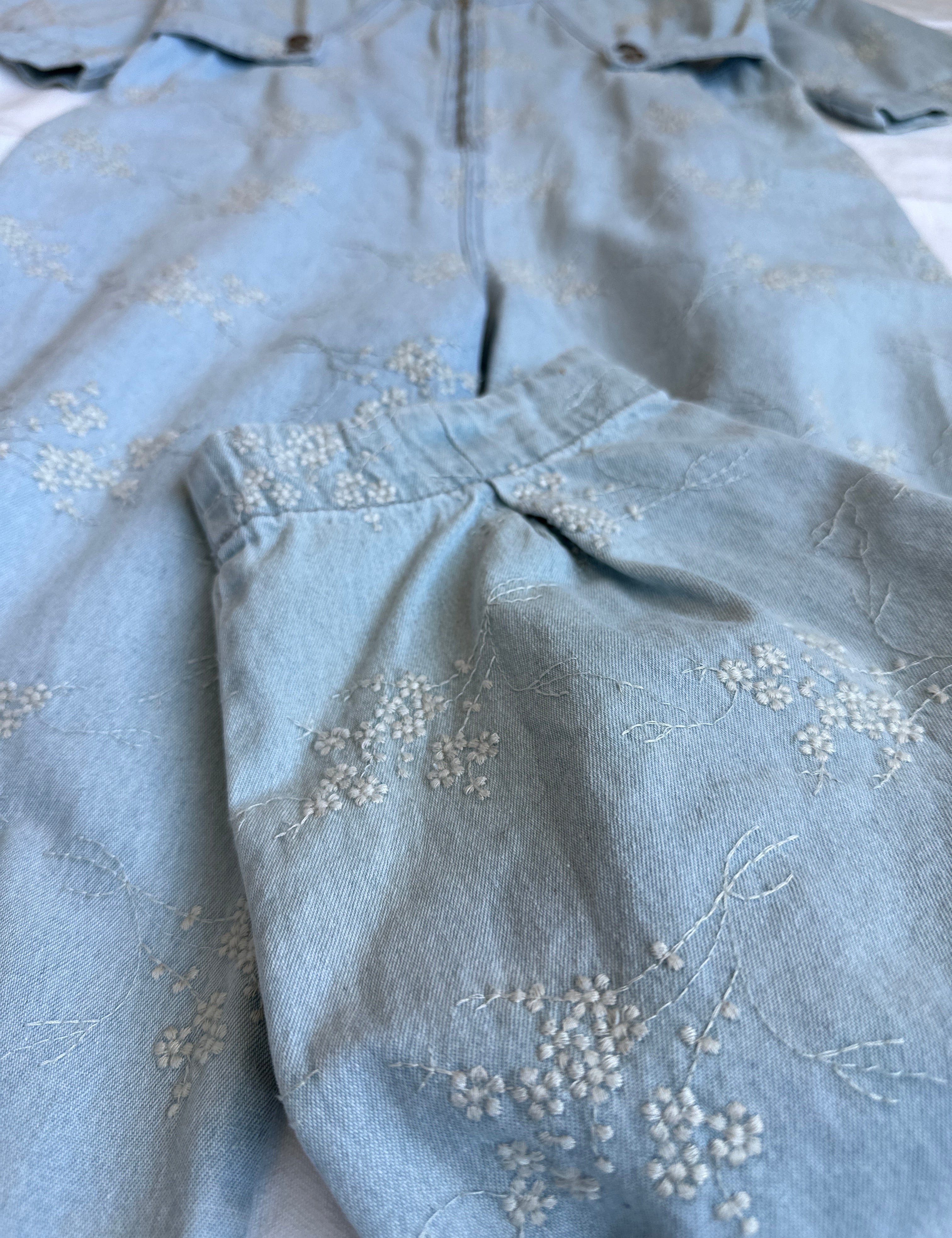 Embroidered Sakura Denim Jumpsuit - alldeserved.com