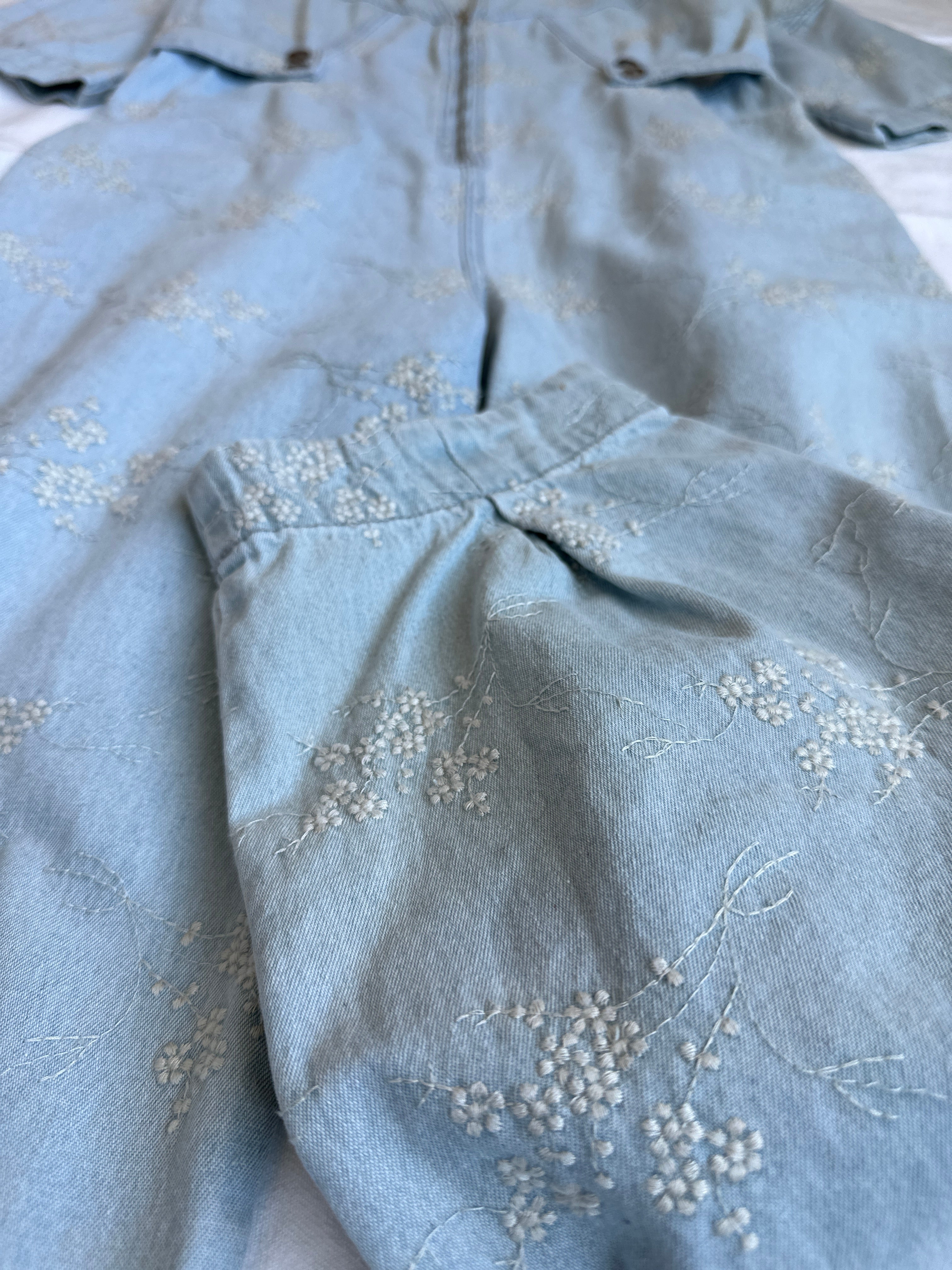 Embroidered Sakura Denim Jumpsuit - alldeserved.com