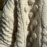 Popcorn Stitch Chunky Knit Cardigan - Ivory