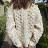 Popcorn Stitch Chunky Knit Cardigan - Ivory