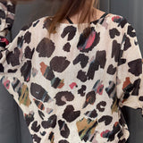 Livia Made in Italy Batwing Printed Sweater -  Abstract Leopard Multi