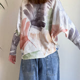 Livia Made in Italy Batwing Printed Sweater -  Watercolor Palm Multi
