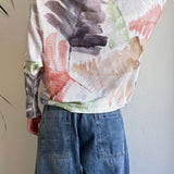 Livia Made in Italy Batwing Printed Sweater -  Watercolor Palm Multi