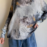 Livia Made in Italy Batwing Printed Sweater -  Smoke & Gold Abstract