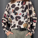 Livia Made in Italy Batwing Printed Sweater -  Abstract Leopard Multi