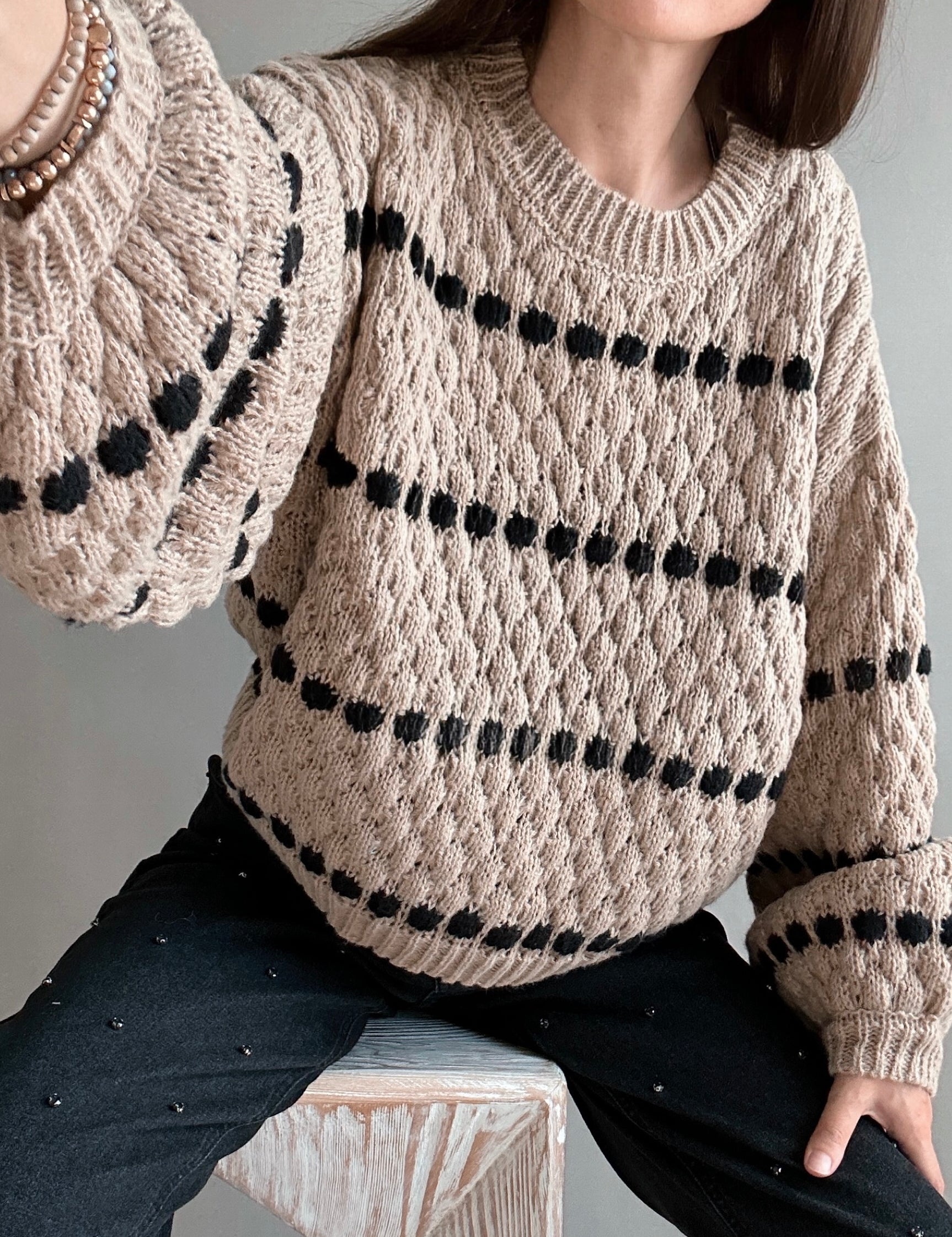 Textured Knit Balloon Sleeve Sweater - alldeserved.com