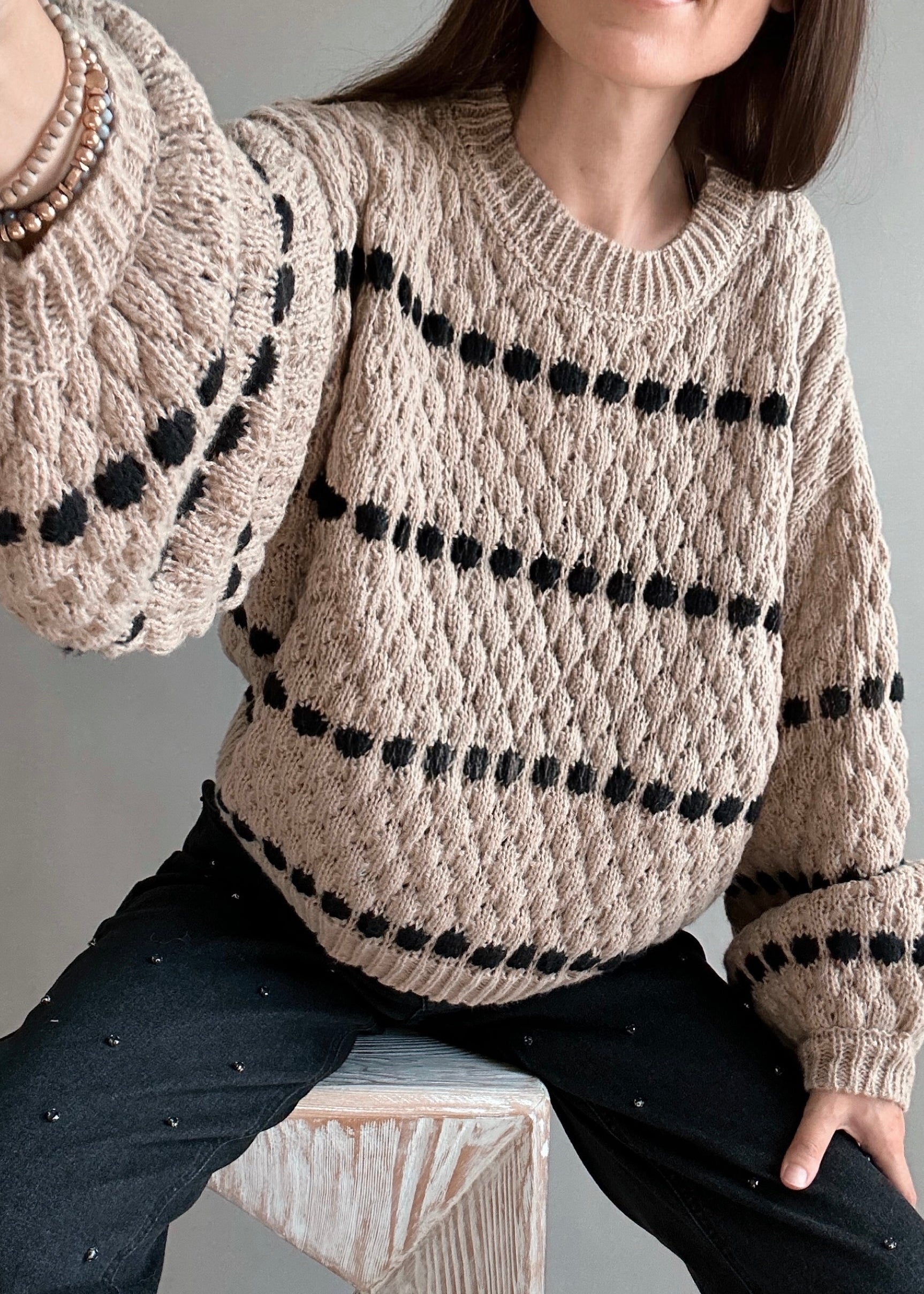 Textured Knit Balloon Sleeve Sweater - alldeserved.com