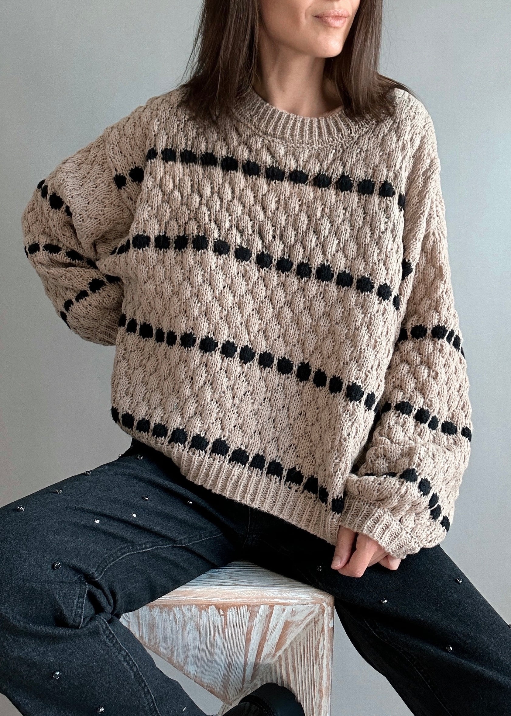 Textured Knit Balloon Sleeve Sweater - alldeserved.com