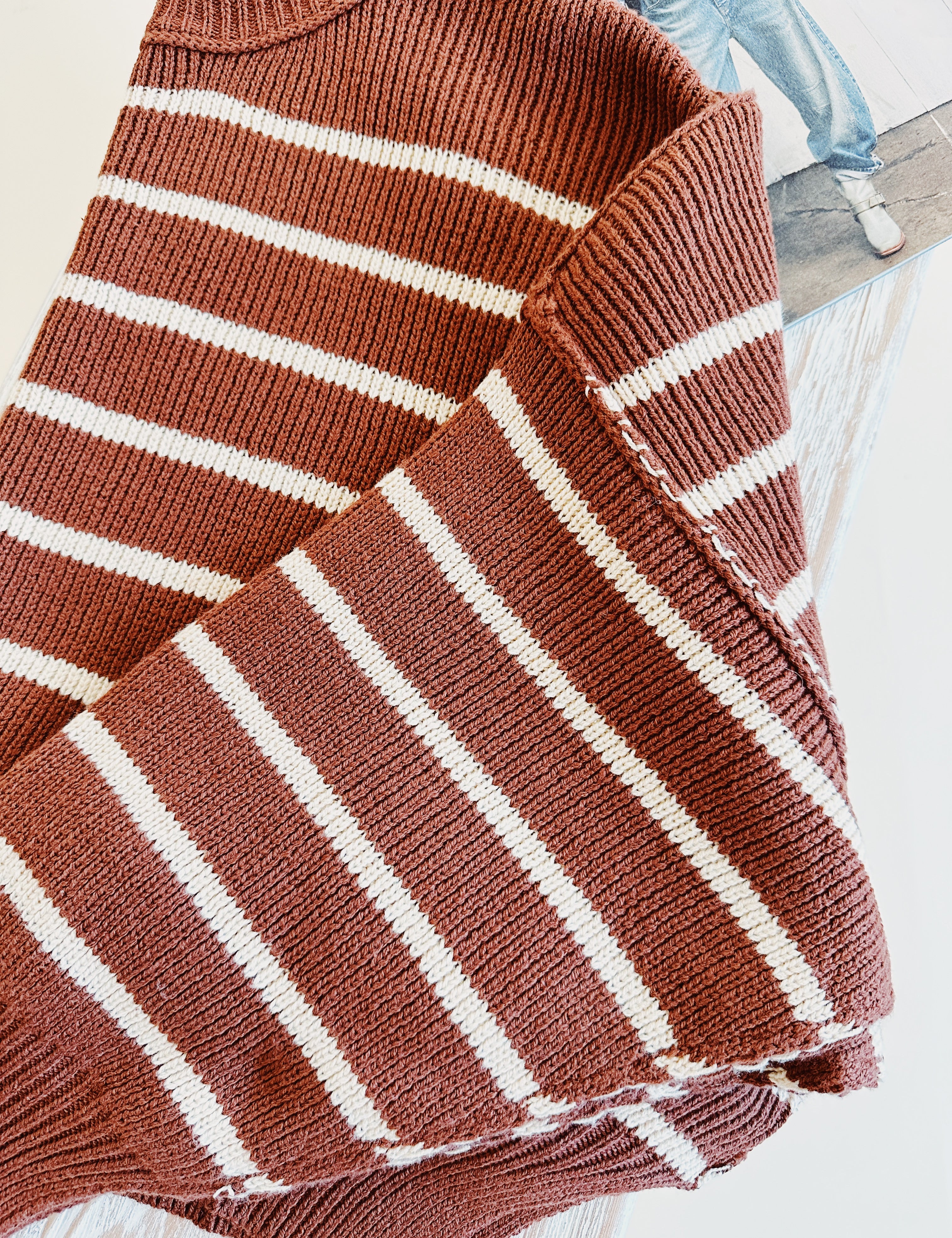The Street Stripe Slouchy Cropped Sweater - alldeserved.com
