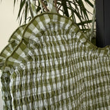 Smocked Cotton Gingham Maxi Dress – Green
