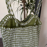 Smocked Cotton Gingham Maxi Dress – Green