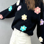 3D Floral Sweater (Black)