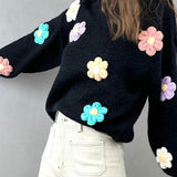 3D Floral Sweater (Black)