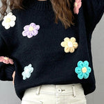 3D Floral Sweater (Black)