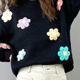 3D Floral Sweater (Black)