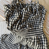 The Capri Gingham Smocked Jumpsuit - Black/White