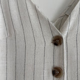 Sienna Striped Button-Front Jumpsuit - Cream/Black