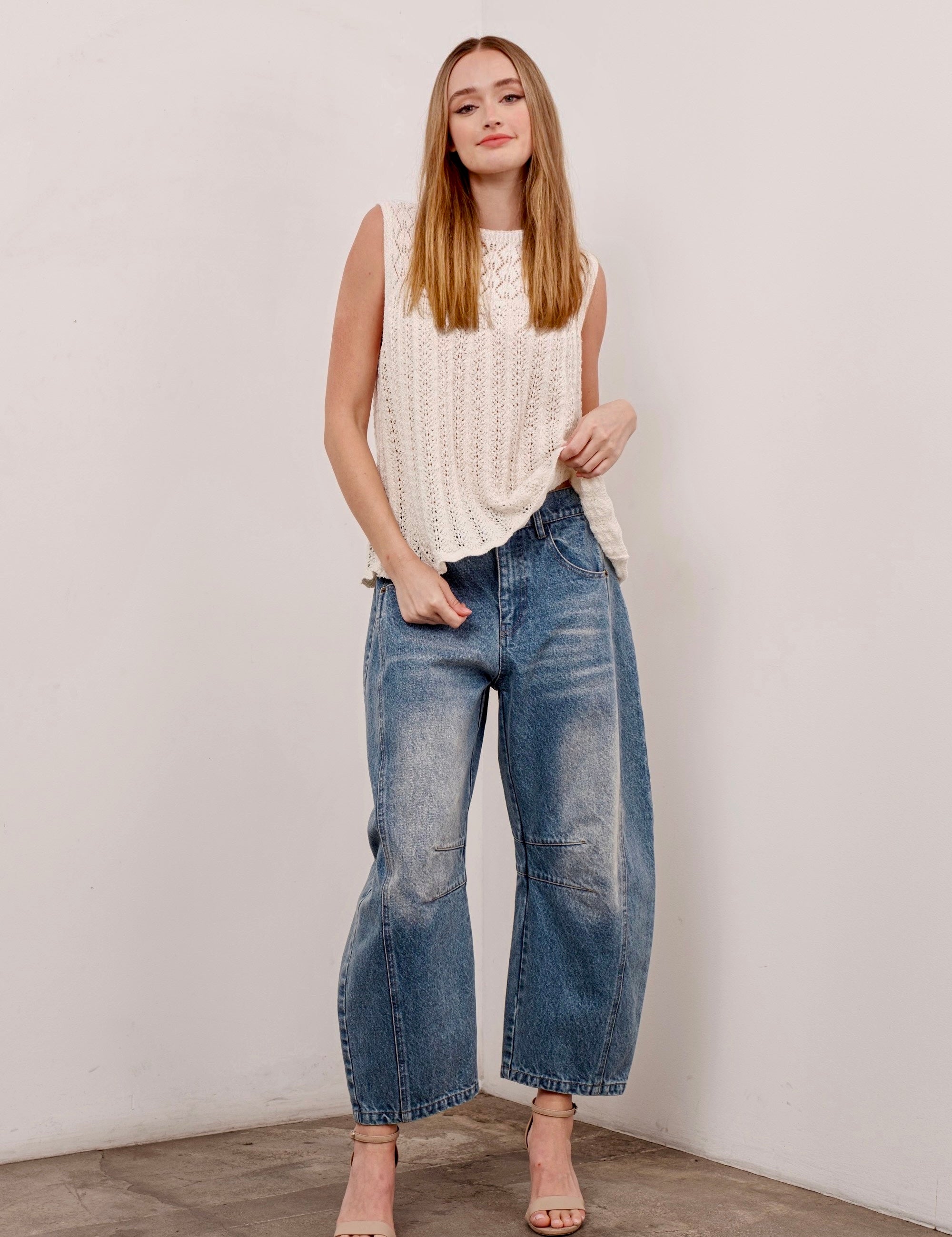 Lucky Venus Baggy Barrel Jeans - Washed Denim