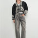 Model is wearing Good Luck Barrel Jeans in  Grey - full outfit - front view