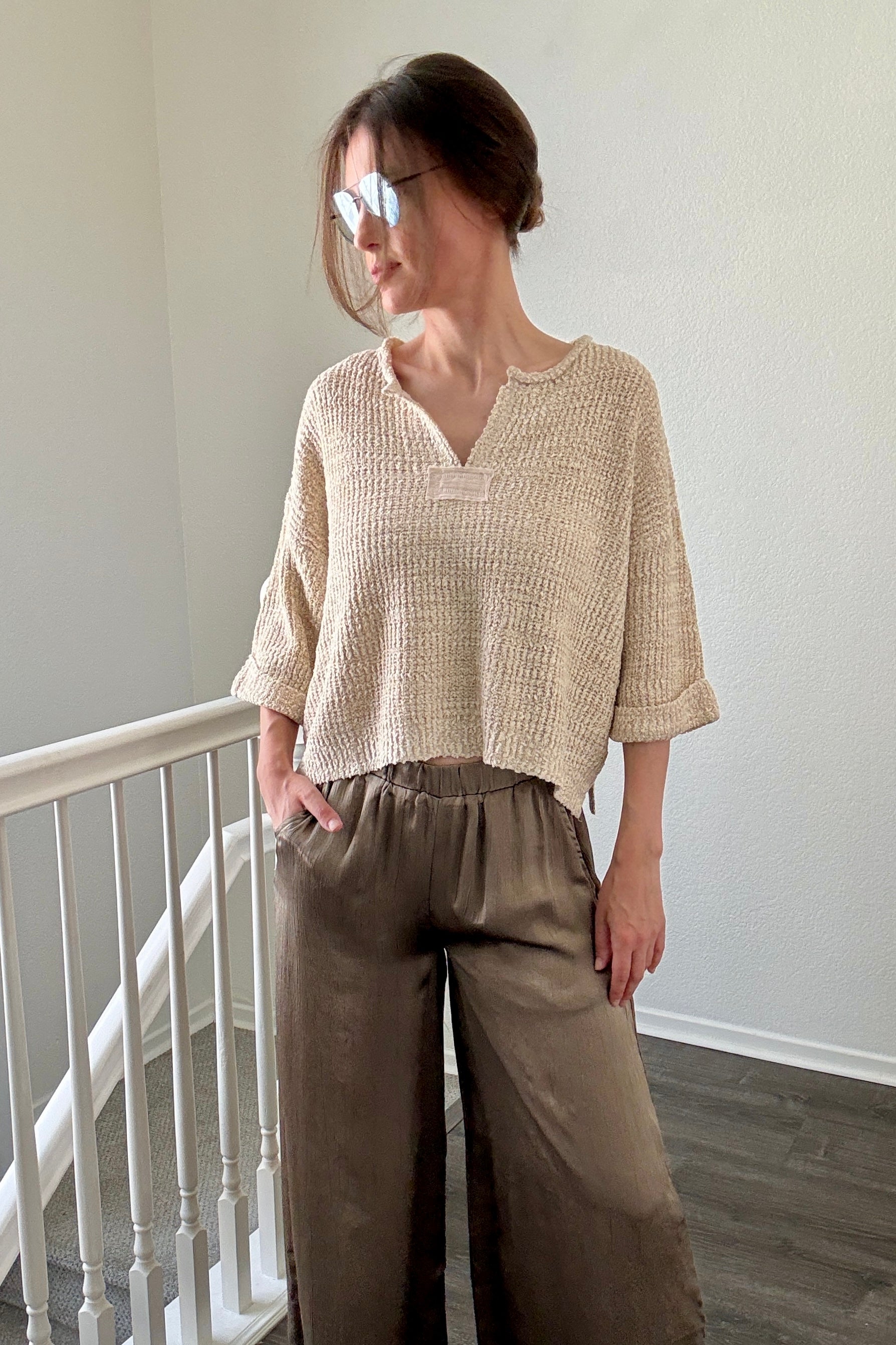 Magnolia Lightweight Cropped Sweater - Oatmeal
