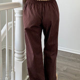 Hallie Pinstripe Wide Leg Pants - Chocolate