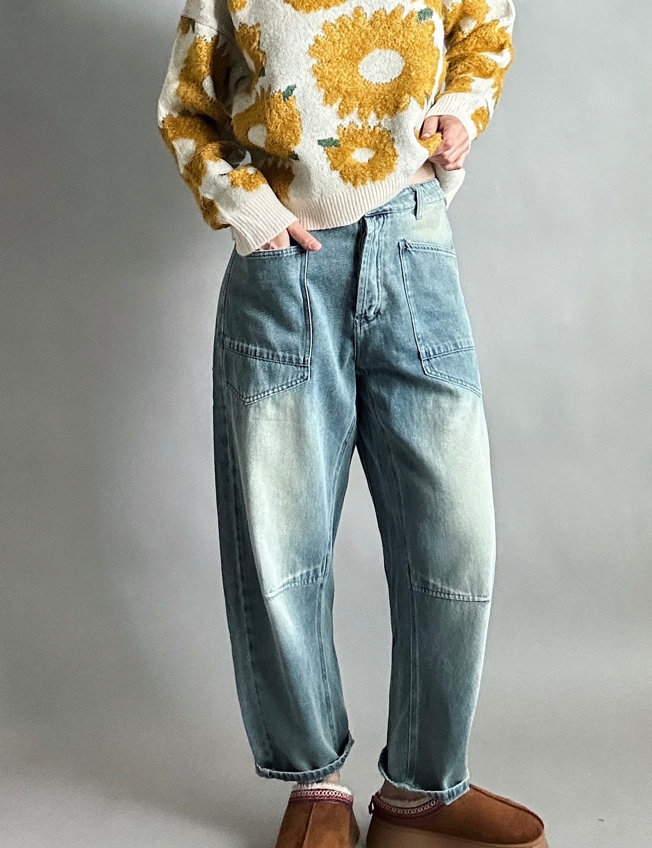 Shon Front Pocket Barrel Jeans - alldeserved.com