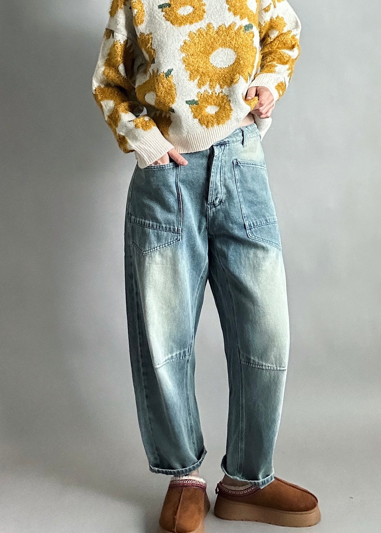 Shon Front Pocket Barrel Jeans - alldeserved.com