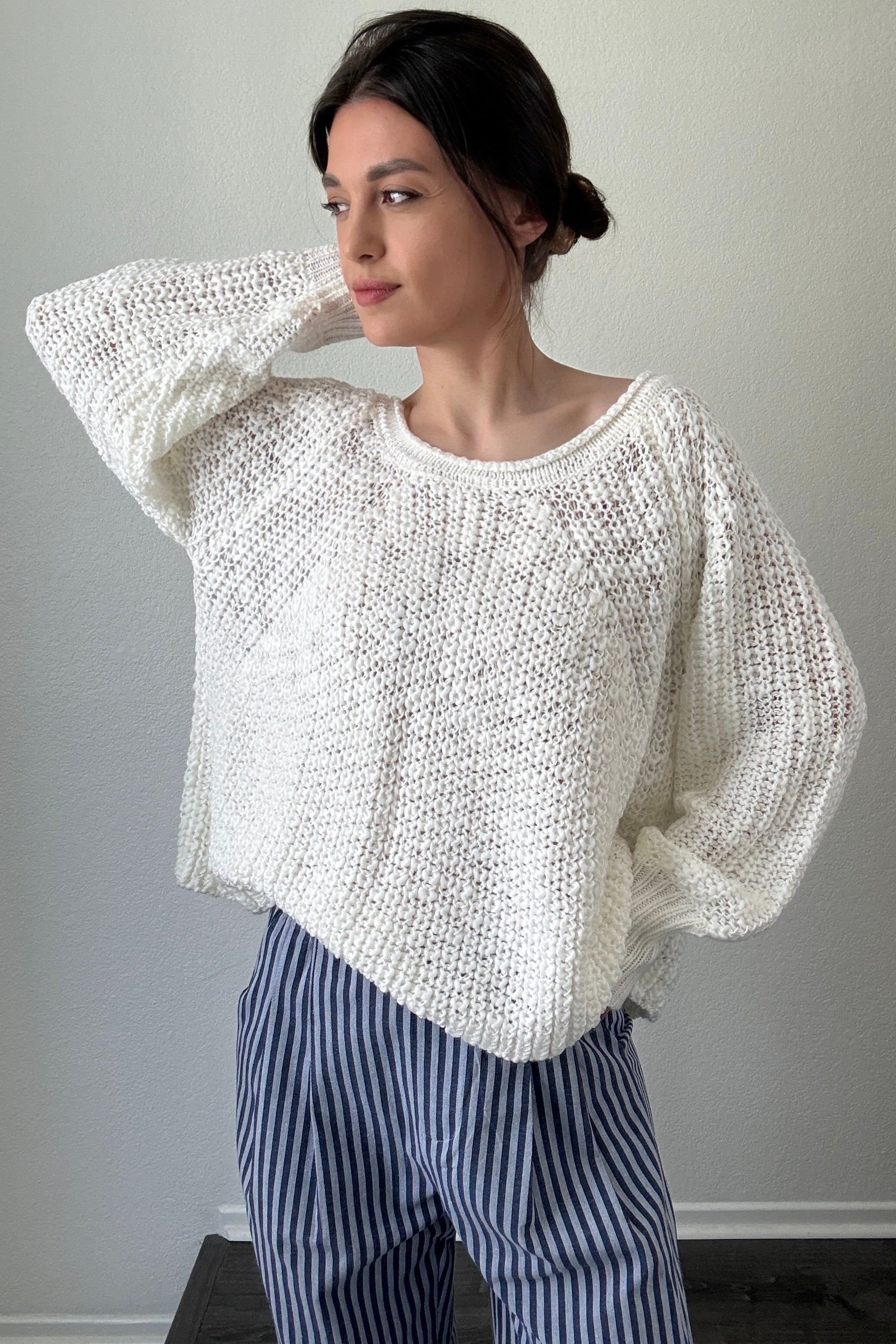 SoftSpun Textured Boatneck Sweater - Cream