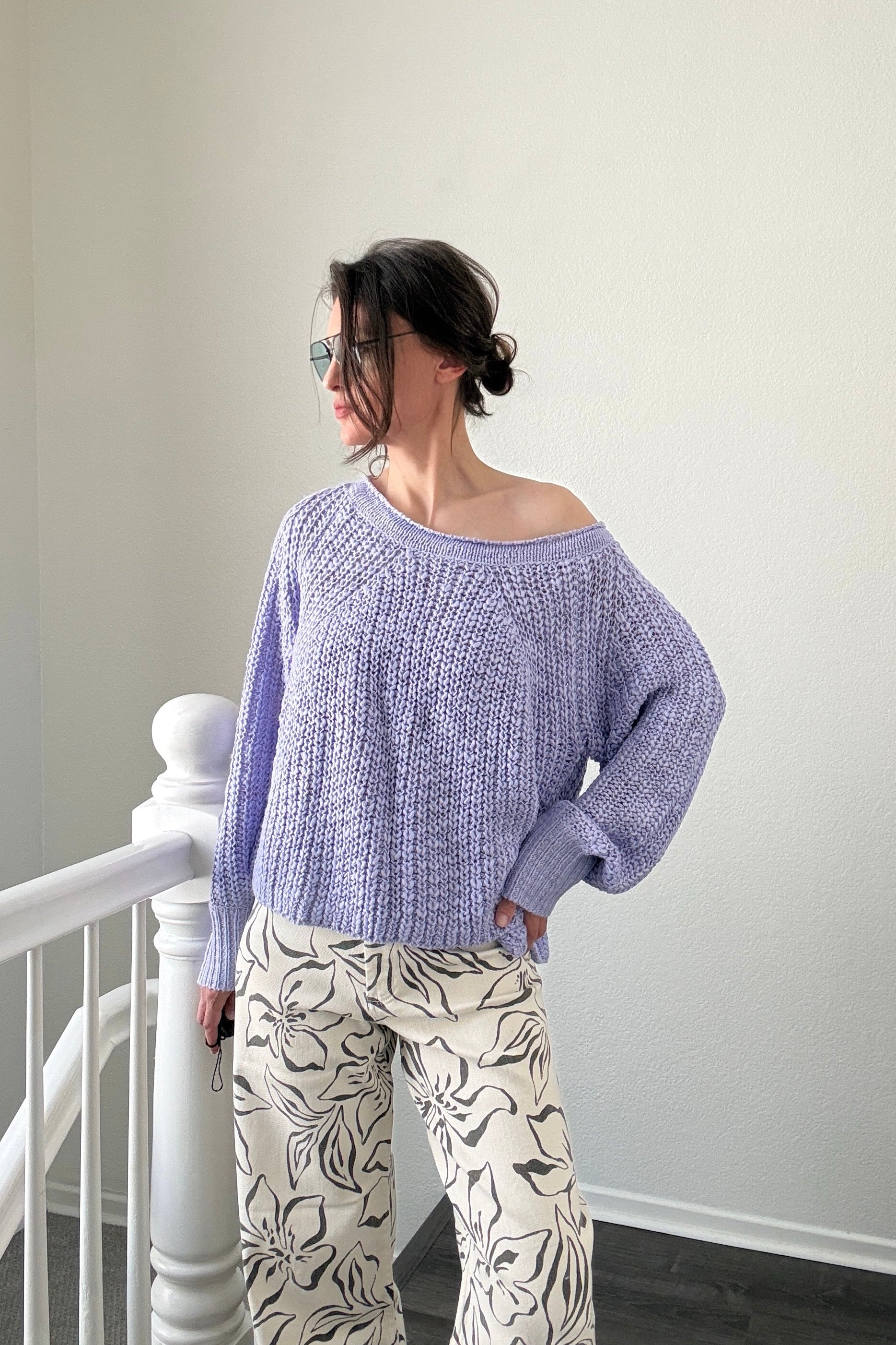 SoftSpun Textured Boatneck Sweater - Lavender