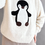 Penguin Embroidered Fluffy Sweater - alldeserved.com