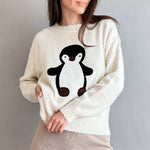 Penguin Embroidered Fluffy Sweater - alldeserved.com