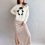 Penguin Embroidered Fluffy Sweater - alldeserved.com